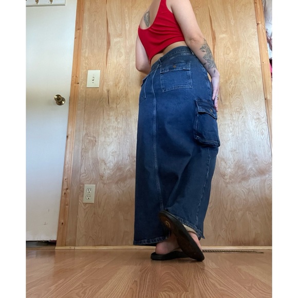 a.n.a Dark Blue Denim Cargo Skirt - Picture 2 of 3